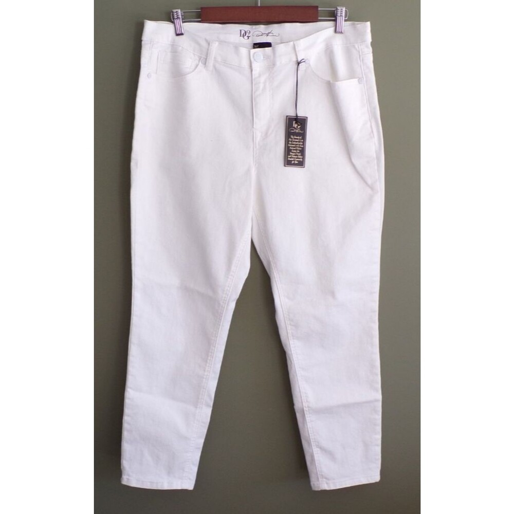 DG2 by Diane Gilman White Virtual Stretch Denim Tapered Leg Jeans 16P